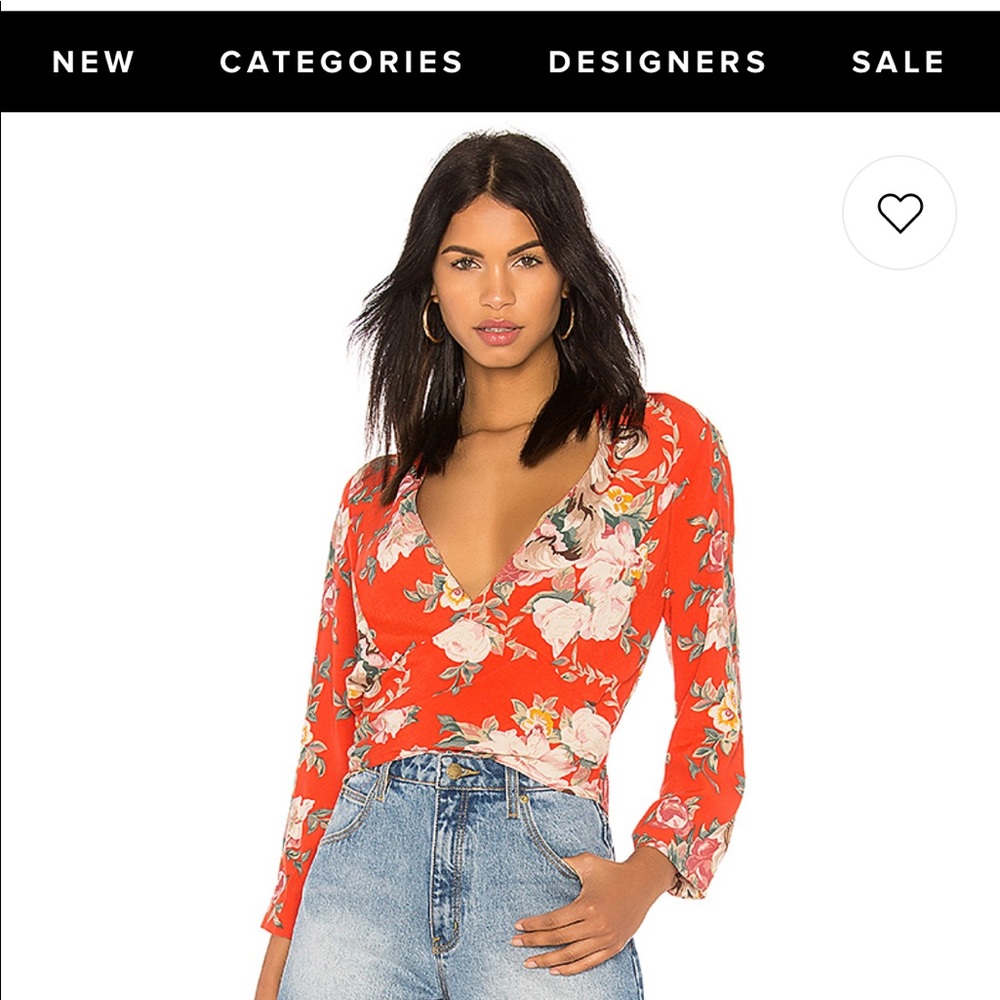 Rollas cropped wrap blouse